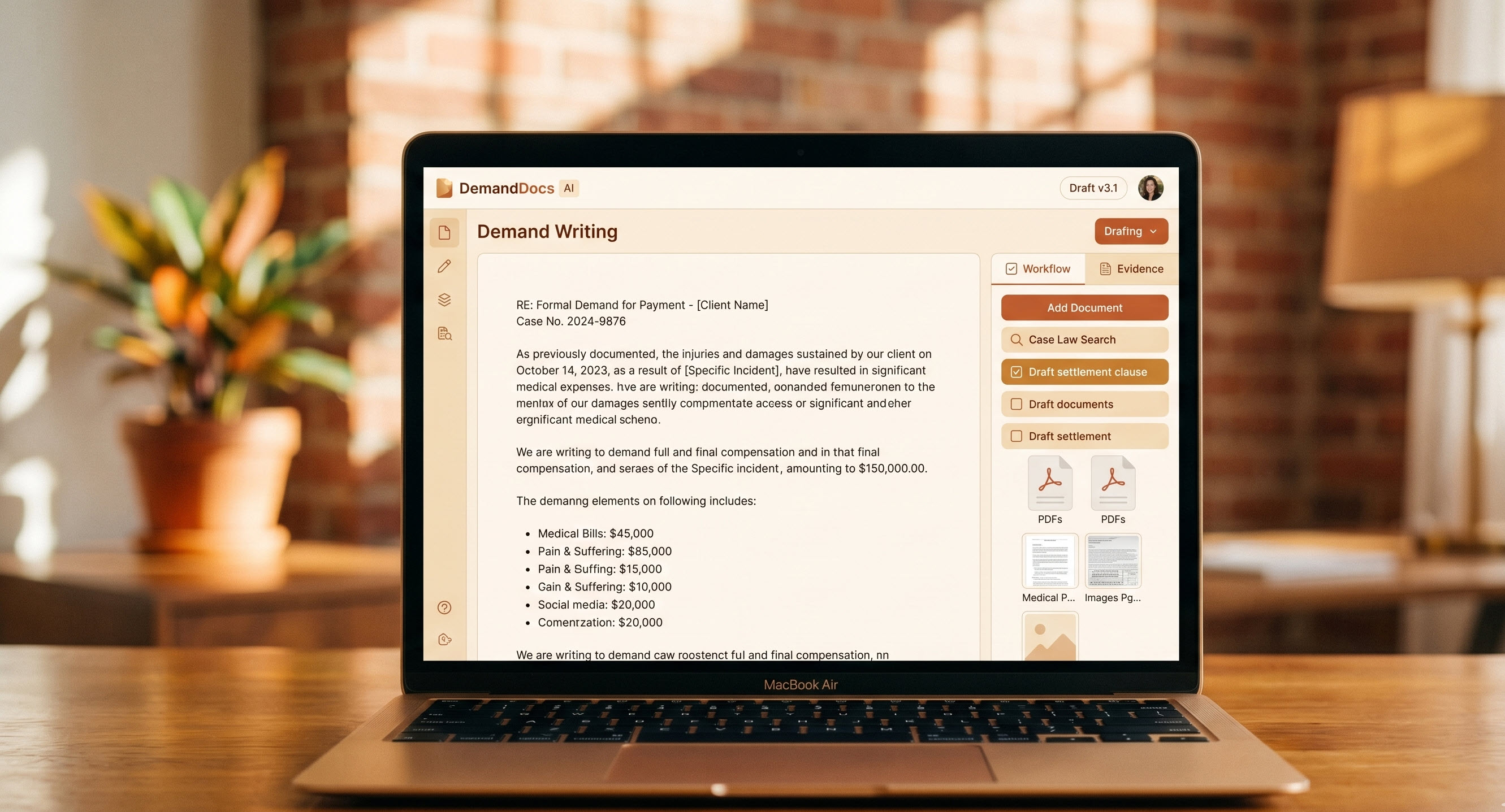 CounselorAI case valuation dashboard